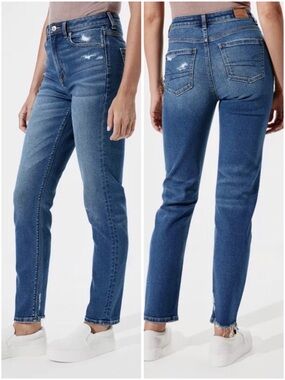 American Eagle Stretch Mom Jean Distressed High Waisted